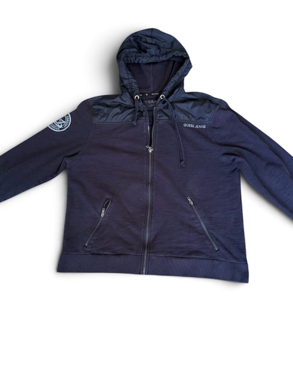 GUESS Navy Blue Men’s Hooded Zip Windbreaker